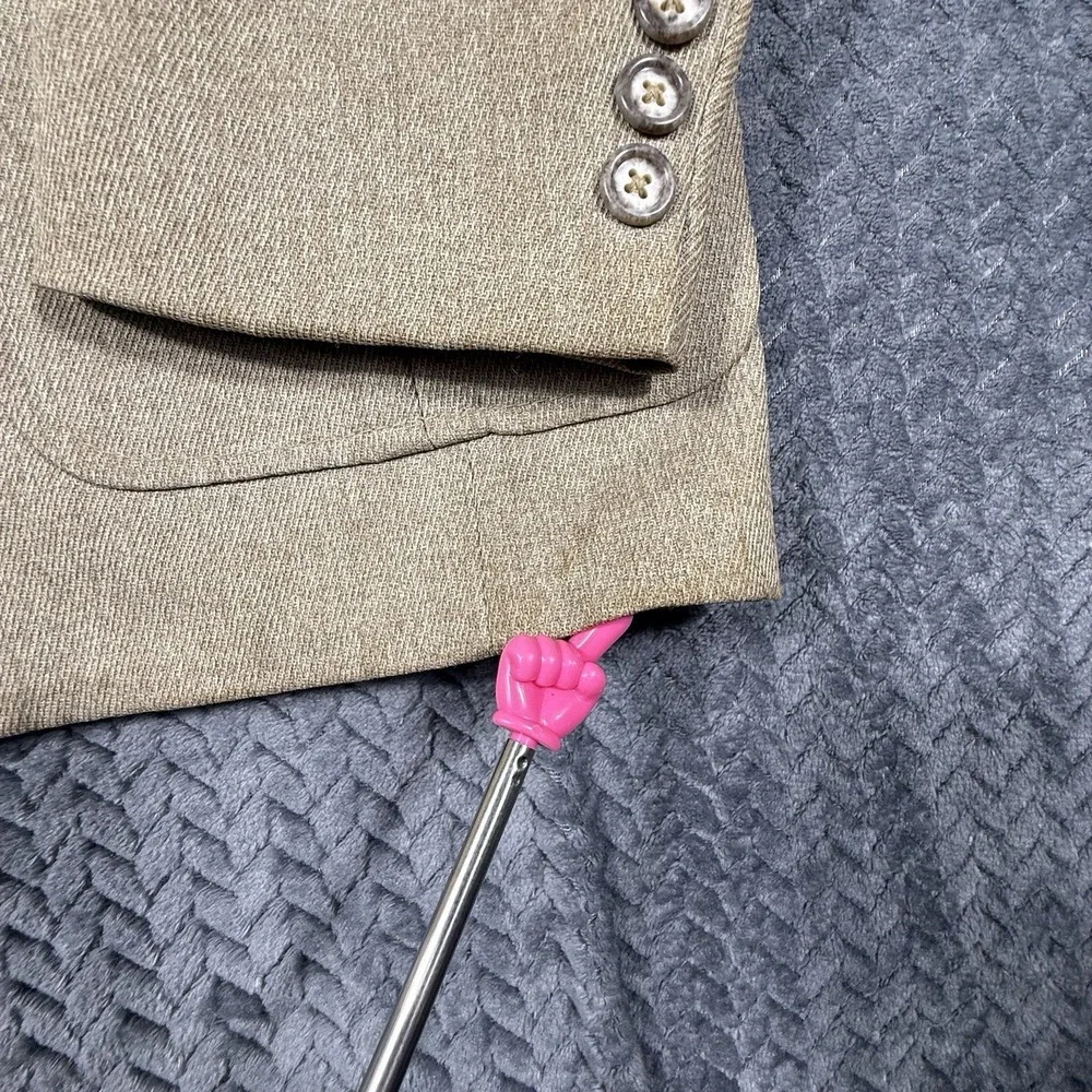 Vintage Men's Safari Field Jacket Blazer 44 Tan Elbow Patch Poly‎ Blend Ejoven